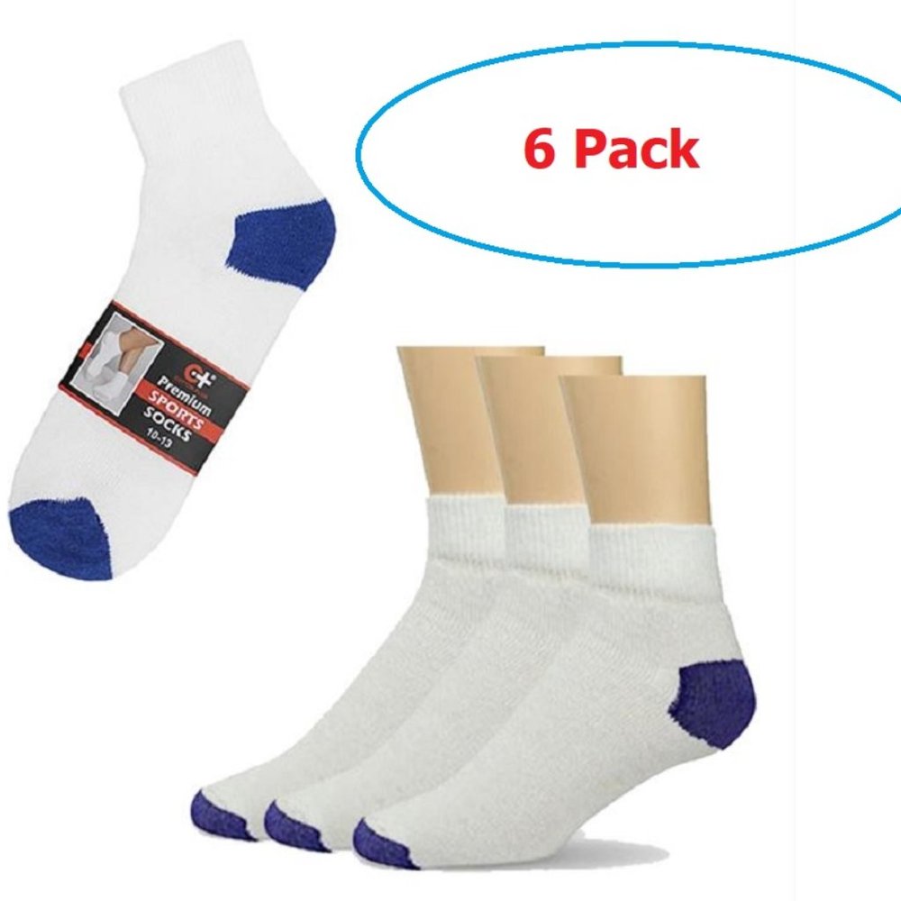 Men's Ankle Socks - Cotton - Two Tone - 6 Pack Ankle Socks